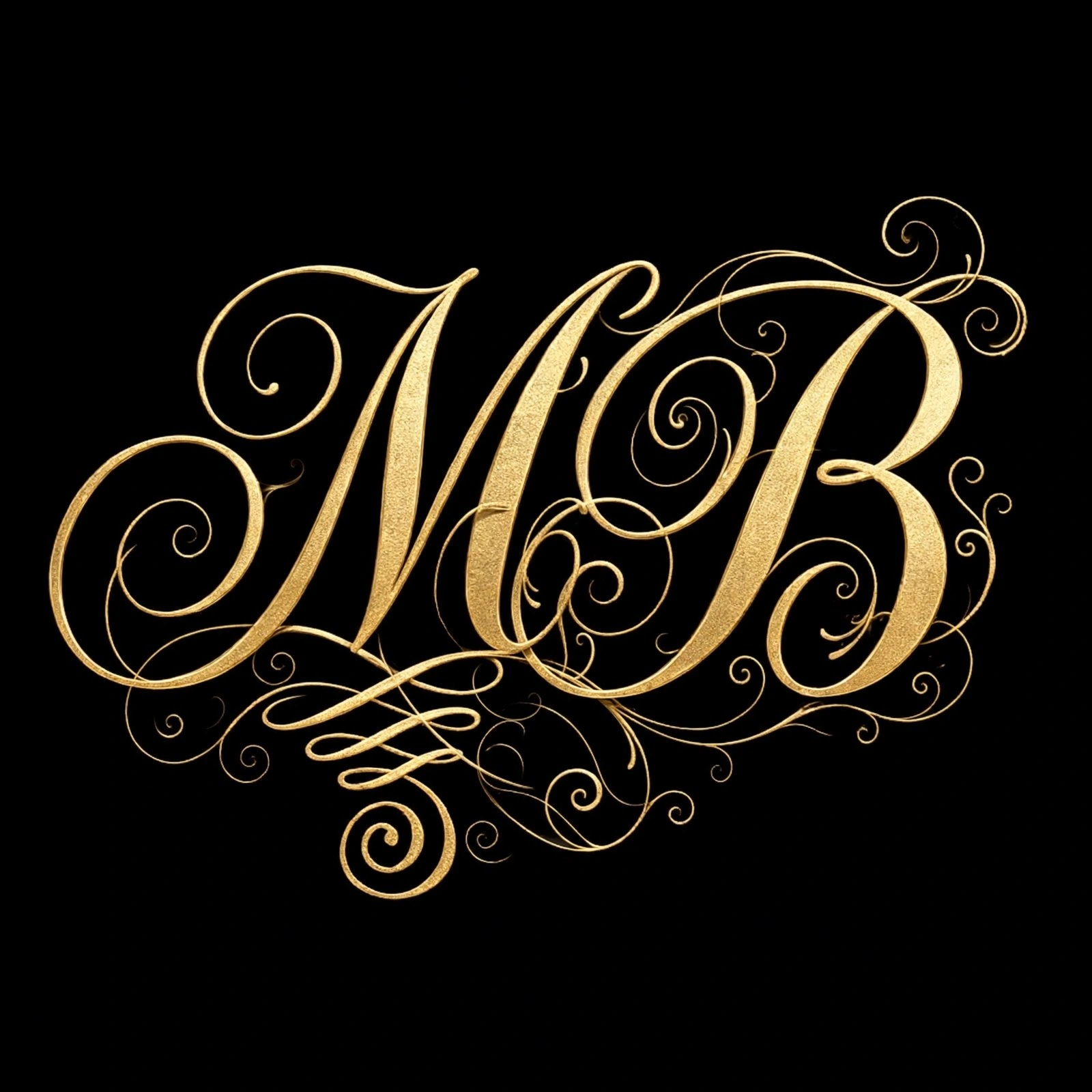 Gold script MB monogram